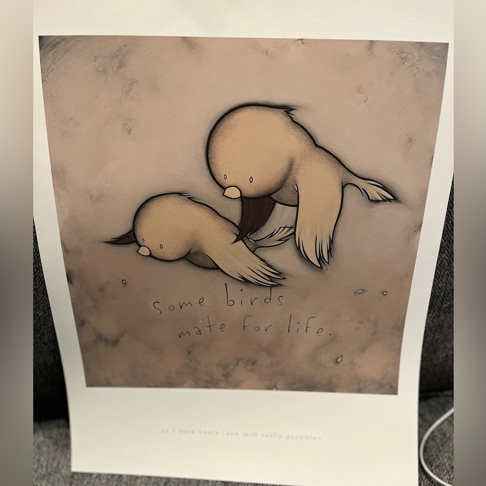 Signed Original Print 2009 “Some Birds Mate for Life” by Kurt Halsey 25/50